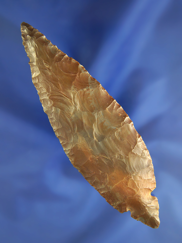 4 7/8" Hornstone Turkeytail with original Red Ocre stain - Harrison Co., IN.  Bennett COA.