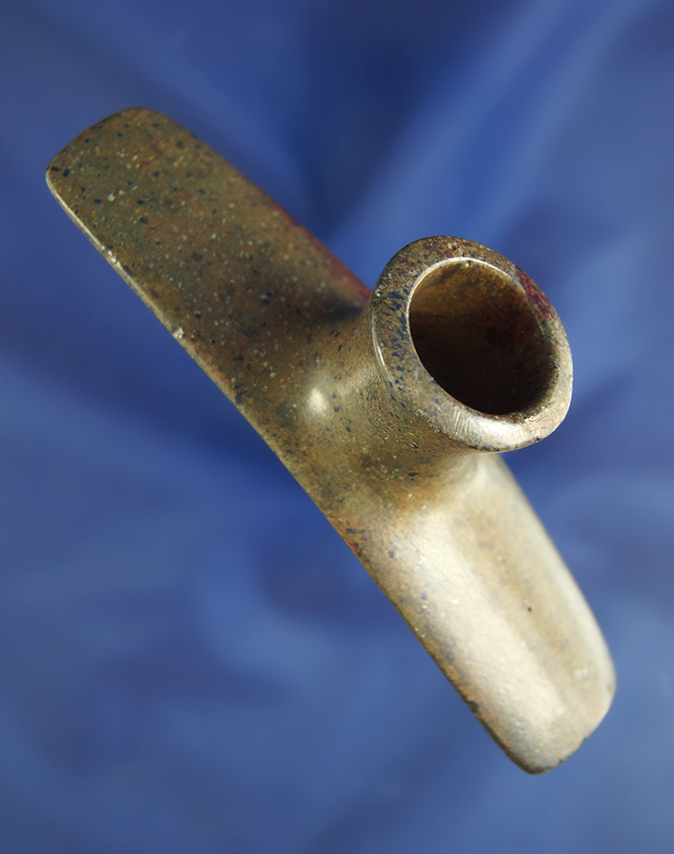 4" long Platform Pipe that is nearly fully restored by Sam Speck around a piece of the pipe bowl