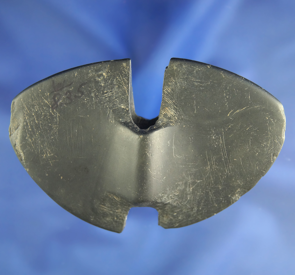 Classic style 3 5/8" Double Notched Butterfly Bannerstone made from black slate found in Ohio.