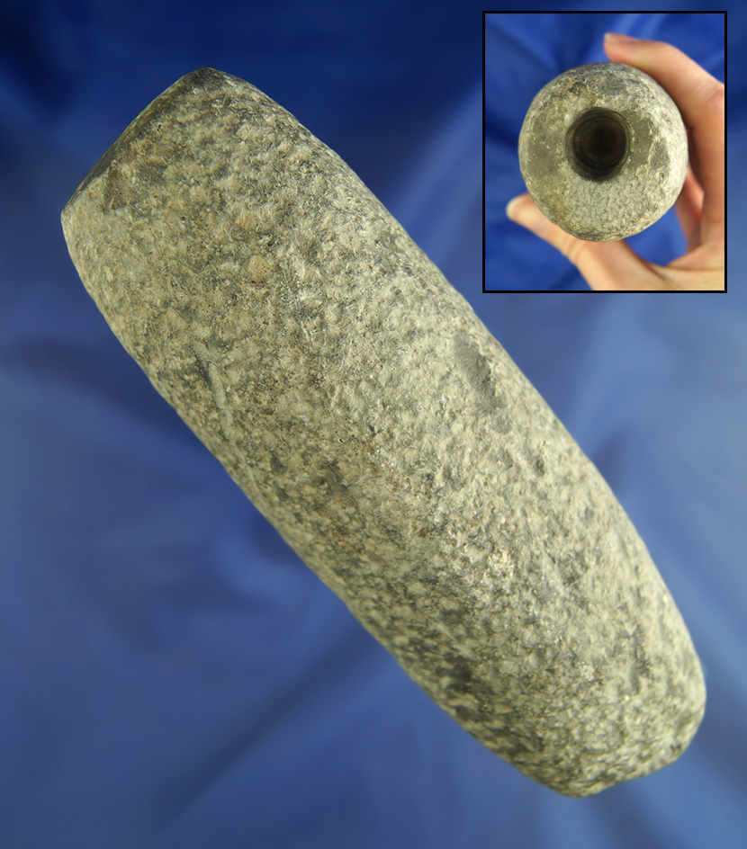 Very unique! Partially drilled using a Flint drill 6 1/2" slate Tube Pipe  found in Eaton Ohio  2006