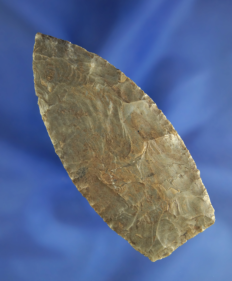 Thin and very well flaked 3 3/8" Paleo Blade  found in Bremen, Marshall Co.,  Indiana.