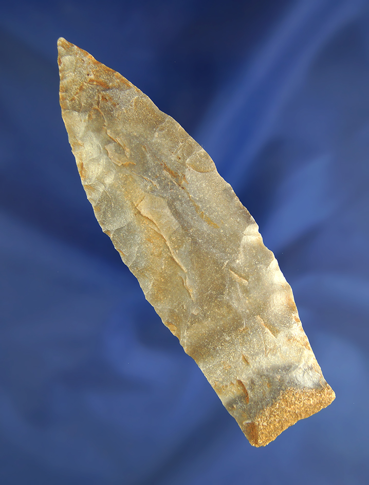 4 11/16" Stemmed Lanceolate made from Hornstone found in Illinois.  Bennett COA.