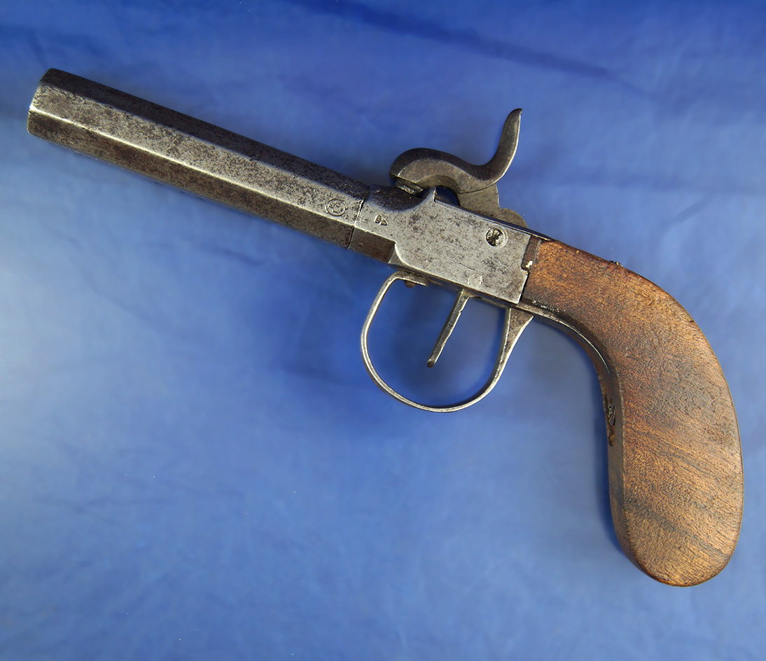 Vintage single shot percussion boot pistol from the 1840s – 1850s with an octagon barrel