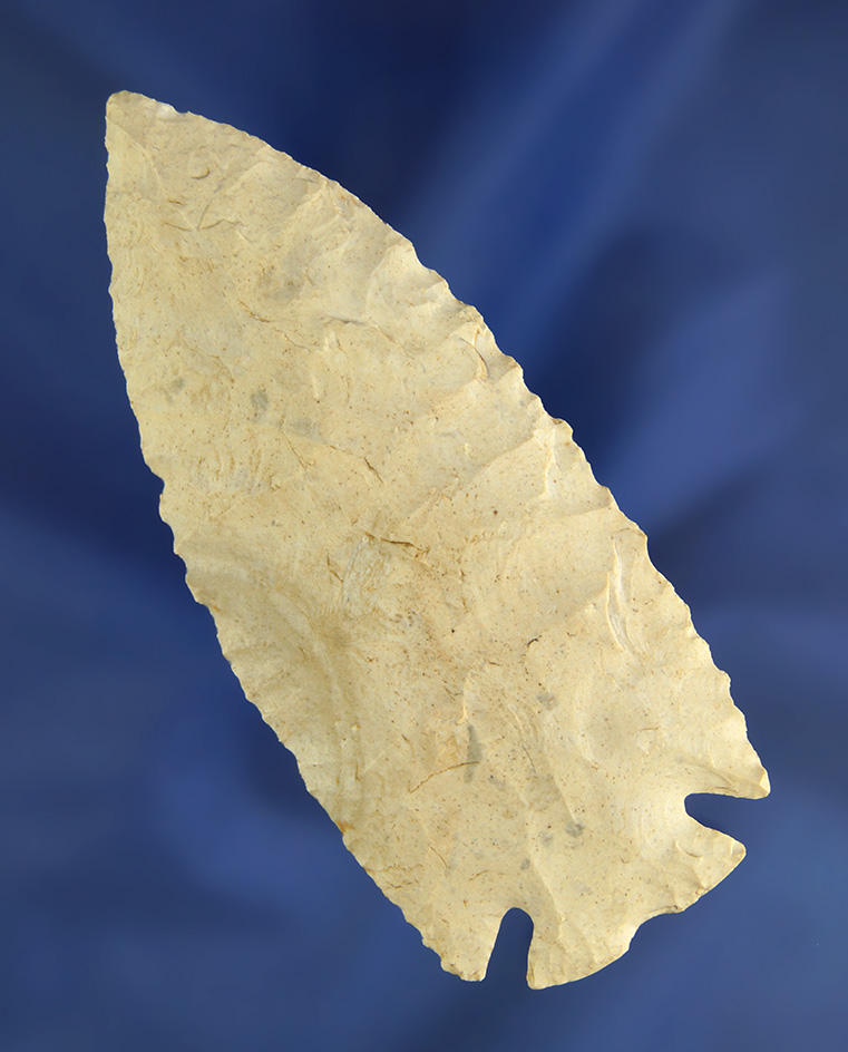 3 13/16" thin and well developed Notched Base Dovetail found in Illinois.