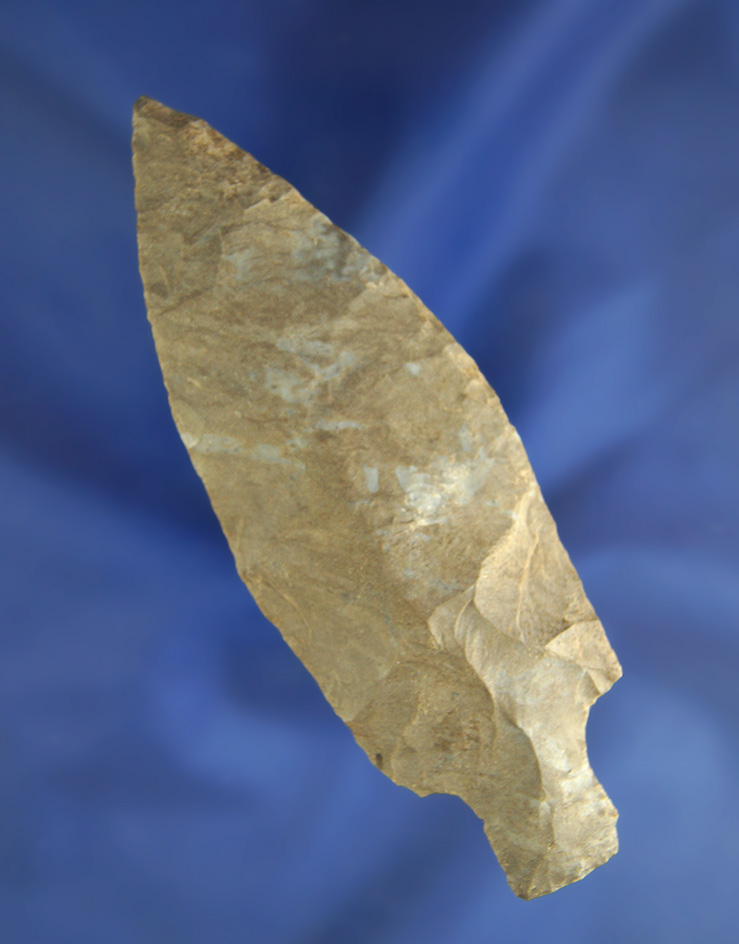 Well patinated 4 1/4" Stemmed Knife made from Onondaga Flint found in Ontario Canada.