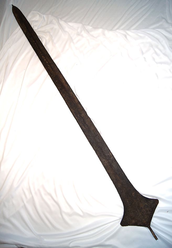 Very unique! Topoke Metal Currency Sword from the Congo that is over 4 1/2 feet tall!