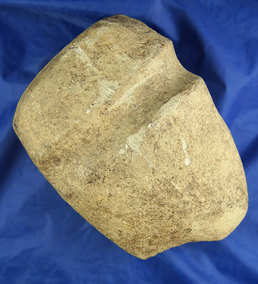 Very large 7 3/4" long 3/4 grooved Axe with ancient salvaged damage to the bit - Butler Co.,  Ohio.