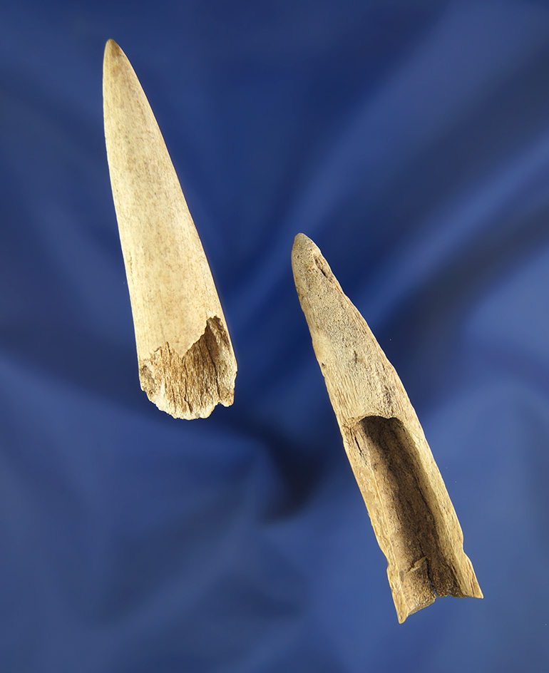 Pair of Conical Antler Tip Projectile Points from the late Archaic.  Harrison Co.,  Indiana