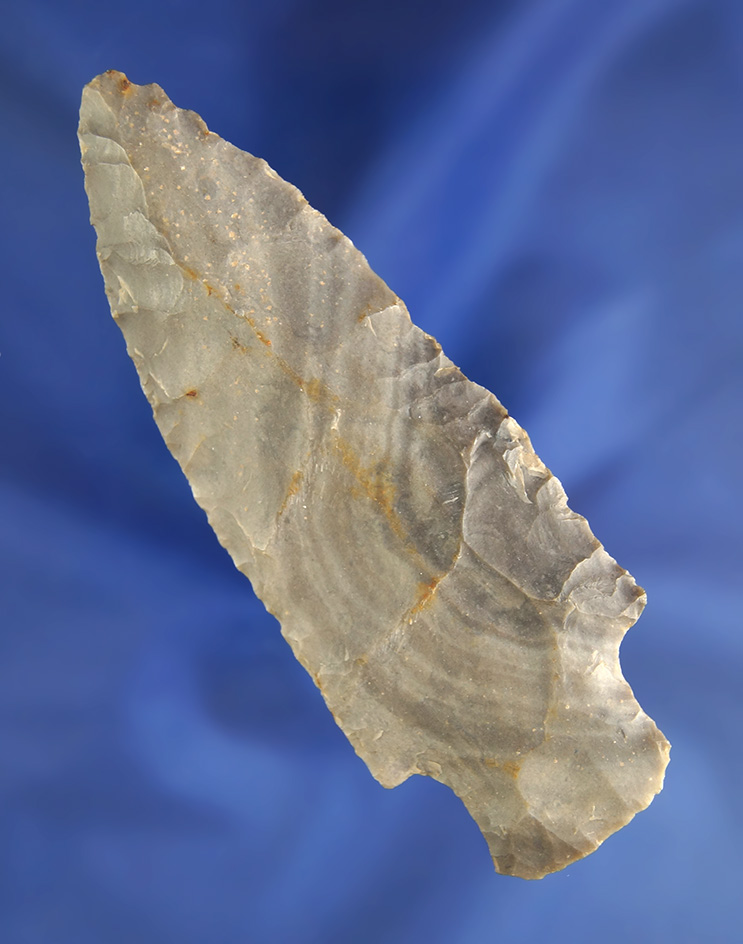 4 3/16" Hornstone Stemmed Knife found in Perry Co.,  Illinois.