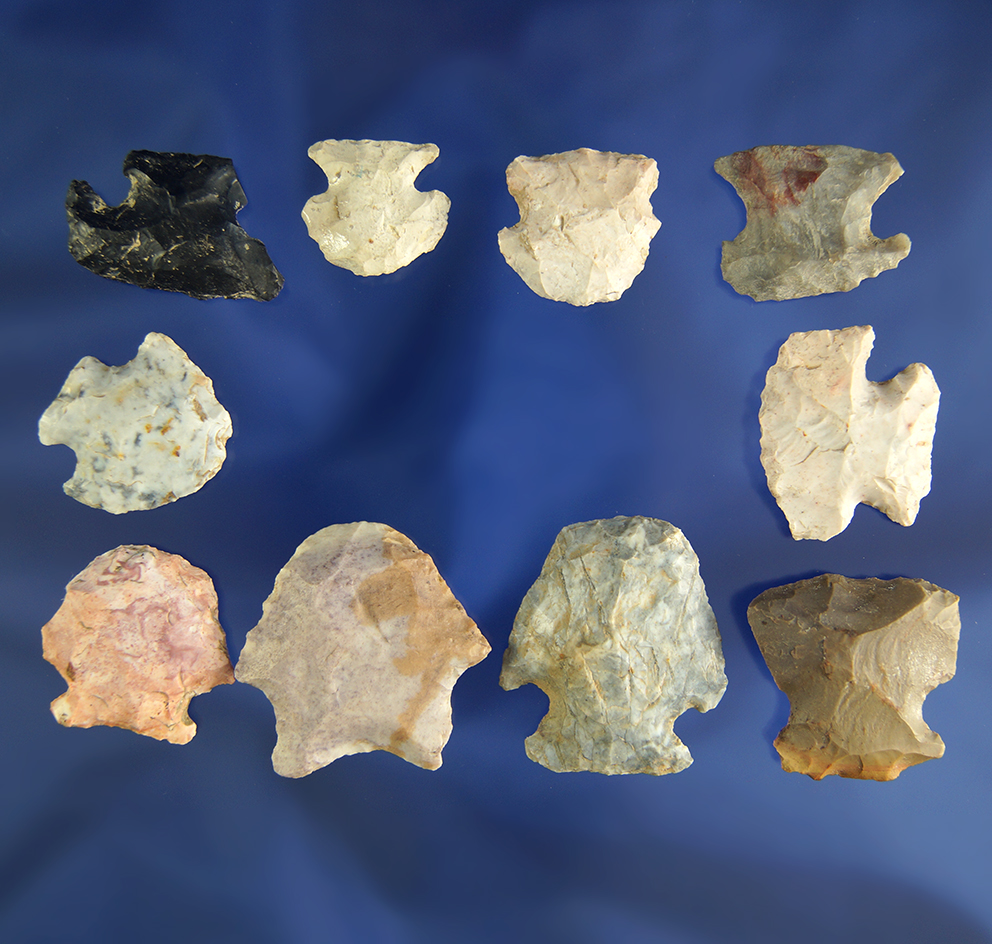 Set of 10 hafted Flint Scrapers found in Ohio, largest is 1 5/16".