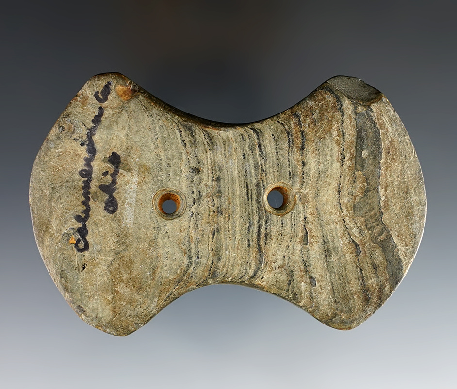 Bi-Concave Gorget, 3 15/16" x 2 5/8" x 3/16". Columbiana Co., Ohio. Davis COA, 3/4/2002.