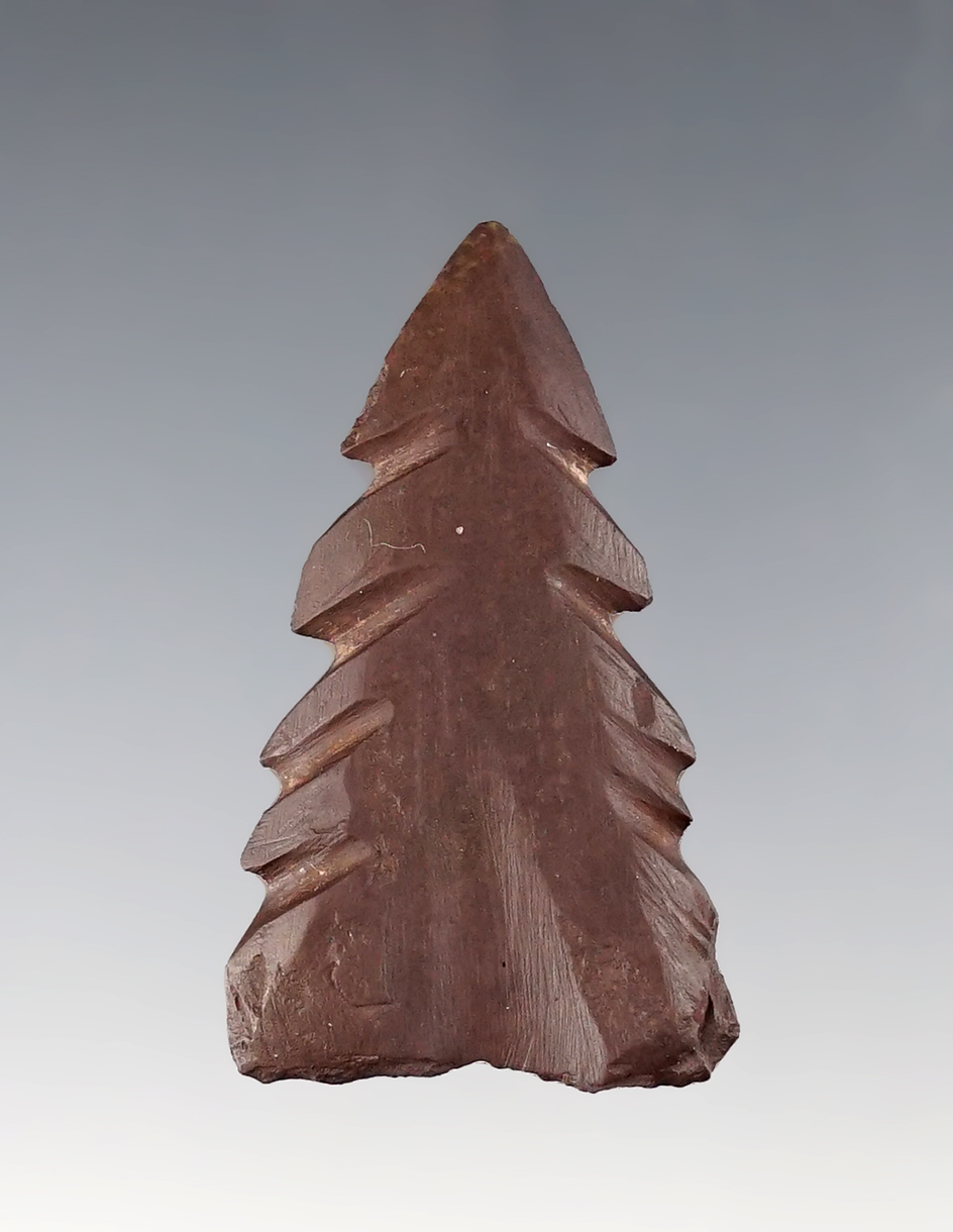 Very unique! 1 3/4" Hohokam eccentric Arrow Point - Pima Co., Arizona. Stermer COA.