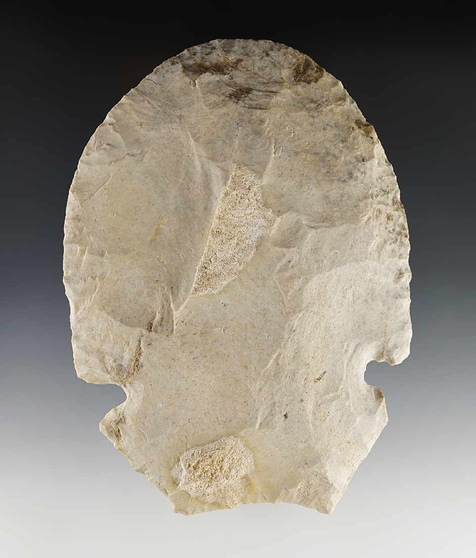 Nicely styled 5 3/4" Mississippian Notched Hoe - Pulaski Co., Illinois, by Tom Hite. Dickey COA.