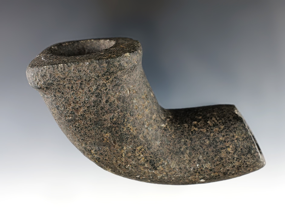 4 1/2" large Steatite Elbow Pipe from Mason Co., Kentucky. Nice lip around bowl.