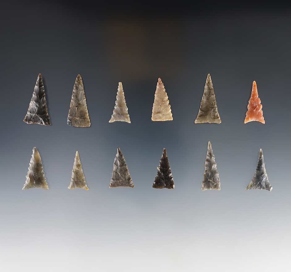 Set of 12 nice Triangle Points found in the Kentucky/Tennessee area. 