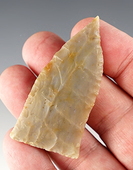 2 3/8" Needle-tipped Copena made from semi-translucent Flint. Found in Kentucky.