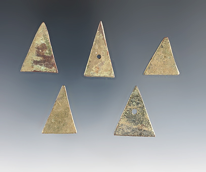 Set of five Historic Era Capital Points in good condition. White Springs Site, Geneva New York. 