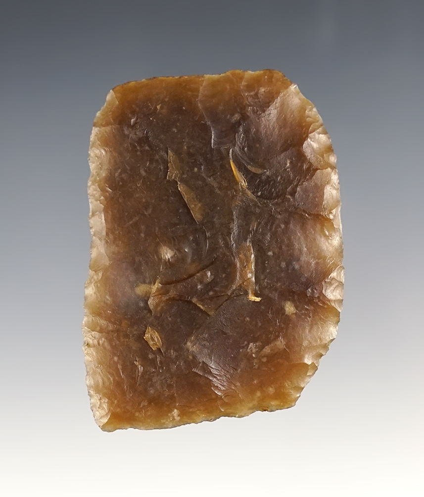Classic style 2 1/4" by 1 9/16" Paleo Square Knife - semi-translucent Chalcedony - Colorado.