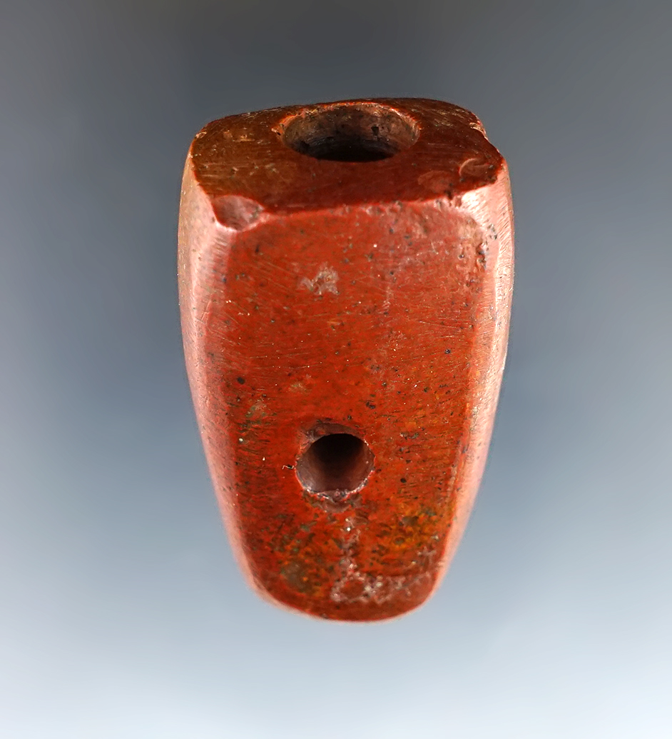2" highly patinated Vase Pipe made of Catlinite. Found in Summit Co., Ohio. Ex. Meuser #1478/5.