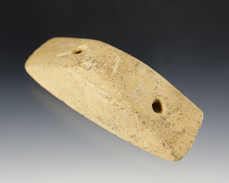 3 1/4" Semi-Keeled Gorget made from patinated Sandstone - Licking Co., Ohio. 