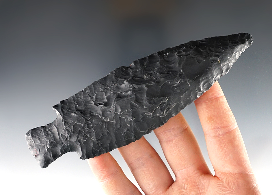 Very large and well made 5 5/8" Scottsbluff - Malheur Lake in Harney Co., Oregon. COA. 