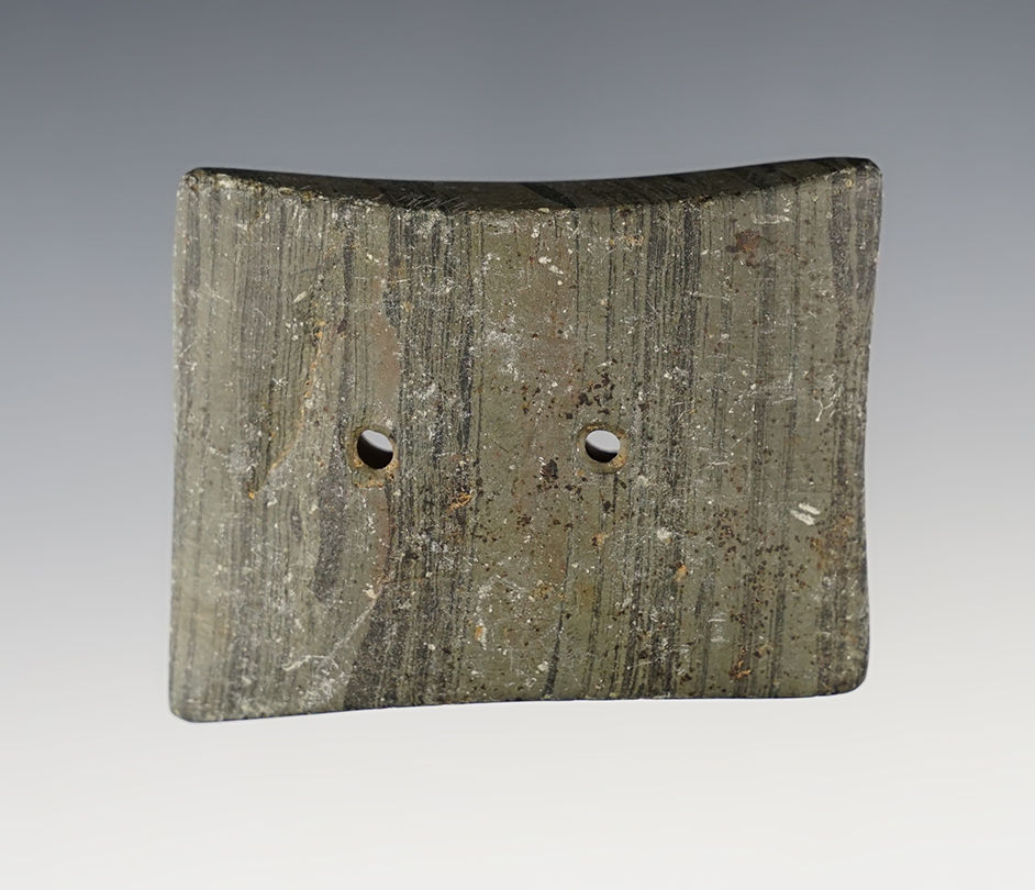 2 3/8" Semi-Keeled Gorget that is well patinated. - Hancock Co., Ohio. Ex. E. Fronk collection.