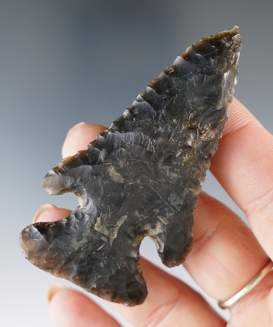 2 15/16" Archaic Thebes "E" Notch Bevel.  Found in Wabash Co., Indiana.