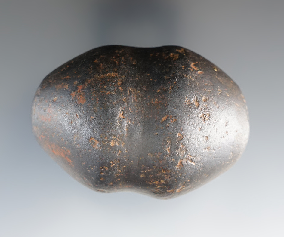 2 9/16" Biconical Full Groved Hammerstone made from Hematite.