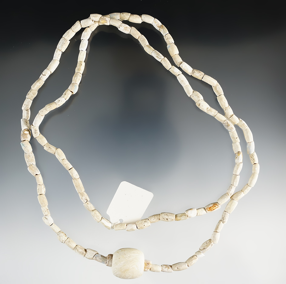 34" Strand of Shell Beads - Tennessee River in Hamilton Co., Tennessee.