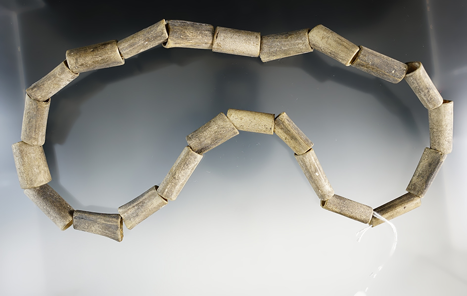 24" Strand of Ft. Ancient Bone Beads that are heavily patinated. Ex. Vietzen.