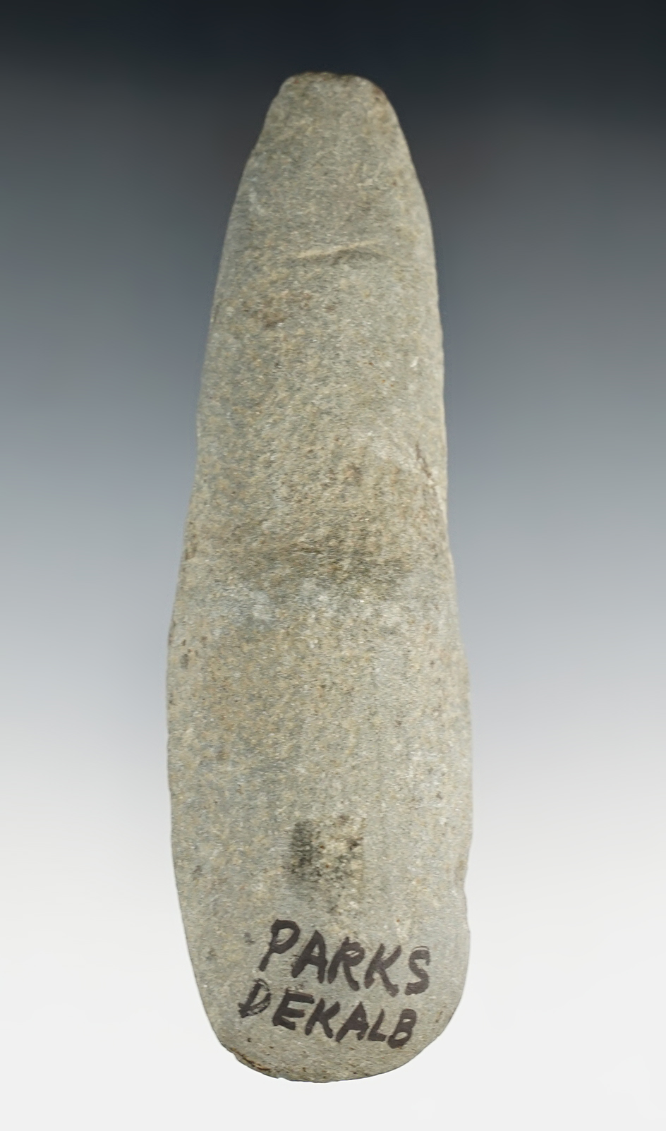 5 7/8" Celt with a ridge on each face. Found in Dekalb, Illinois. Ex. Cameron Parks.