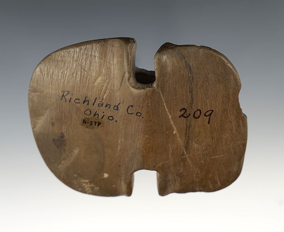 3 7/16" Wide Notched Wing Bannerstone - in Richland Co., Ohio. Jackson COA.