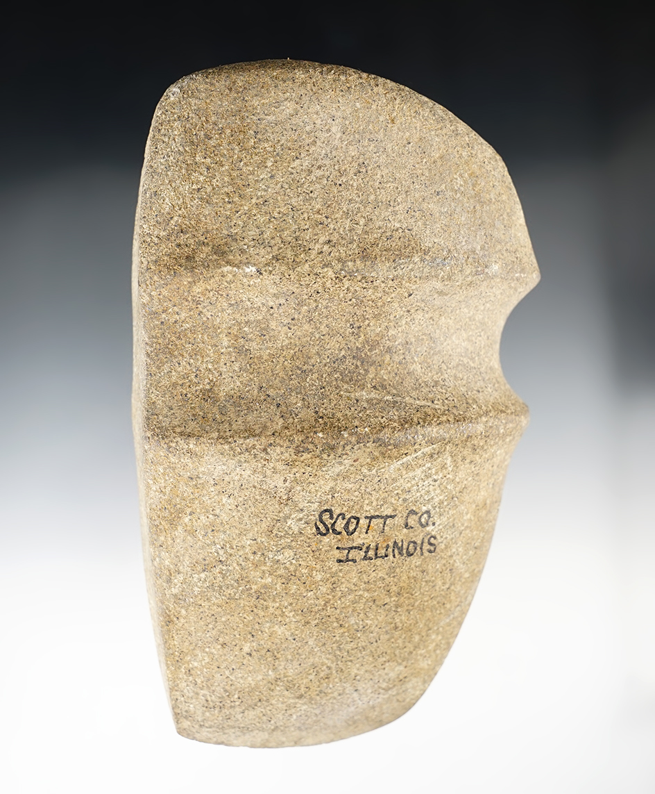 Large and well defined 3/4 Grooved Axe that measures 7 1/8", Scott Co., Illinois.