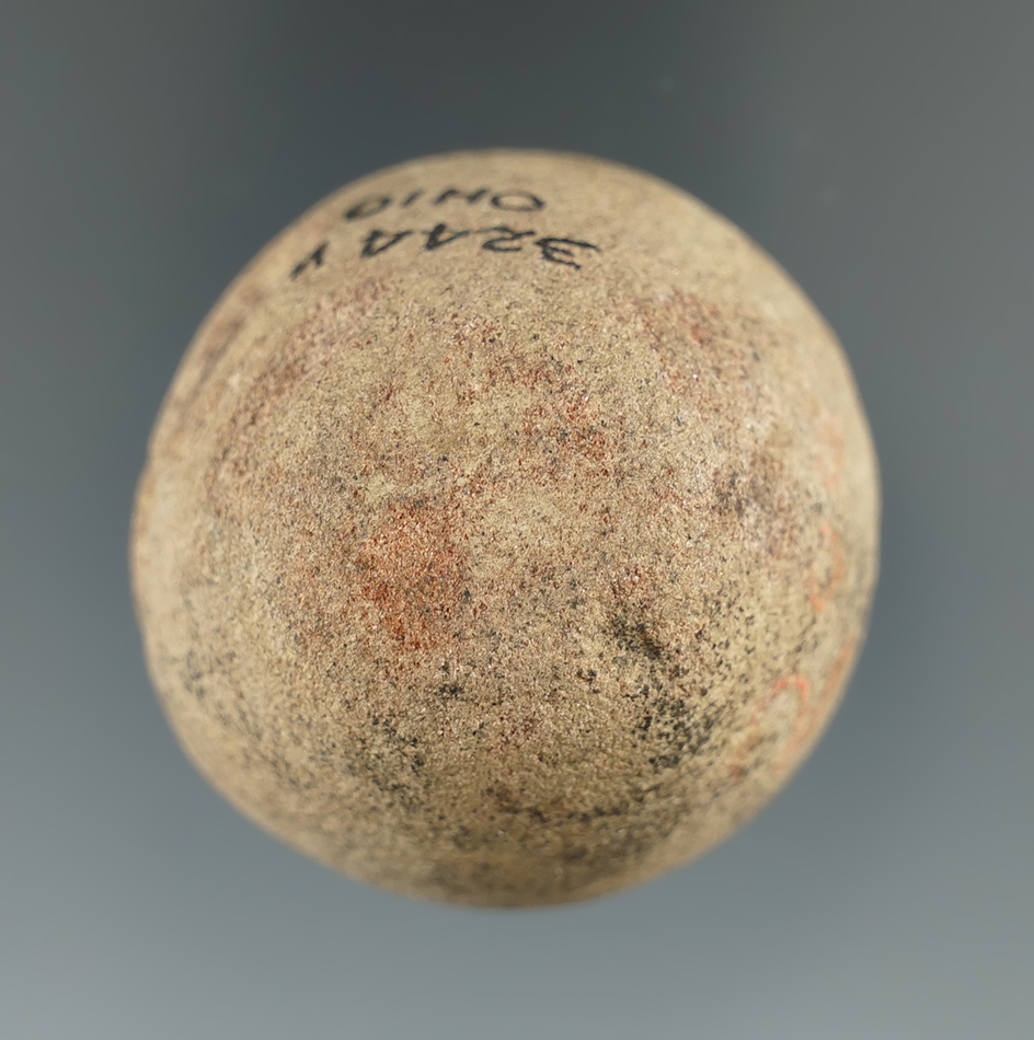 1 3/4" sandstone Cone with a divoted base found in Ohio. Ex. A. T. Wehrle collection #3244W.