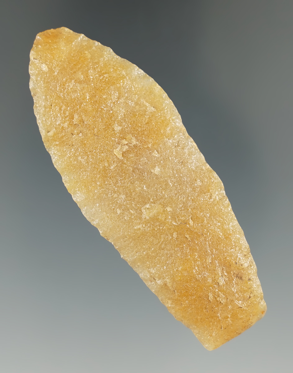 2 7/8" Paleo Lanceolate found in Juneau Co., Wisconsin - Hixton Quartzite. Bennett COA.