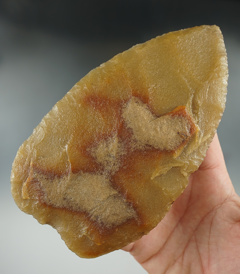 Large! 6" Paleo Biface Blade made from Hixton Quartzite found in Wisconsin. Jackson COA.