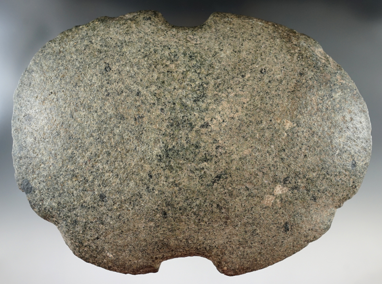 Large & rare style! 7 7/8" double-bit notched Axe found in East Hampton, long Island NY. COA