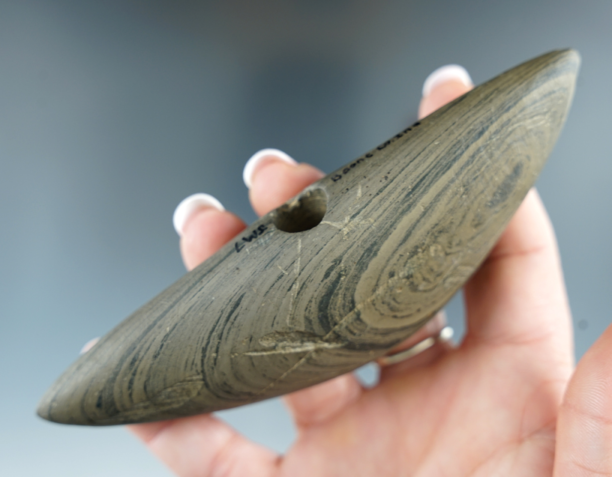 Nicely styled 5 1/16" Pick Bannerstone found in Boone Co., Indiana.