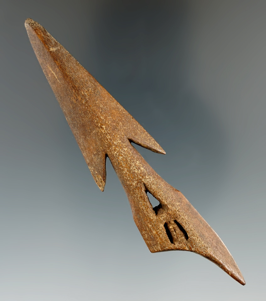 4 1/16" well styled bone Inuit harpoon toggle found in Alaska. Comes with a Bennett COA.