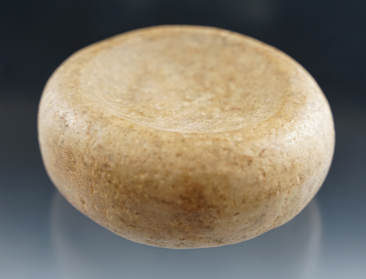 Nice, heavily patinated 4 3/8" diameter Double Cupped Discoidal - Daviess County KY.  COA.