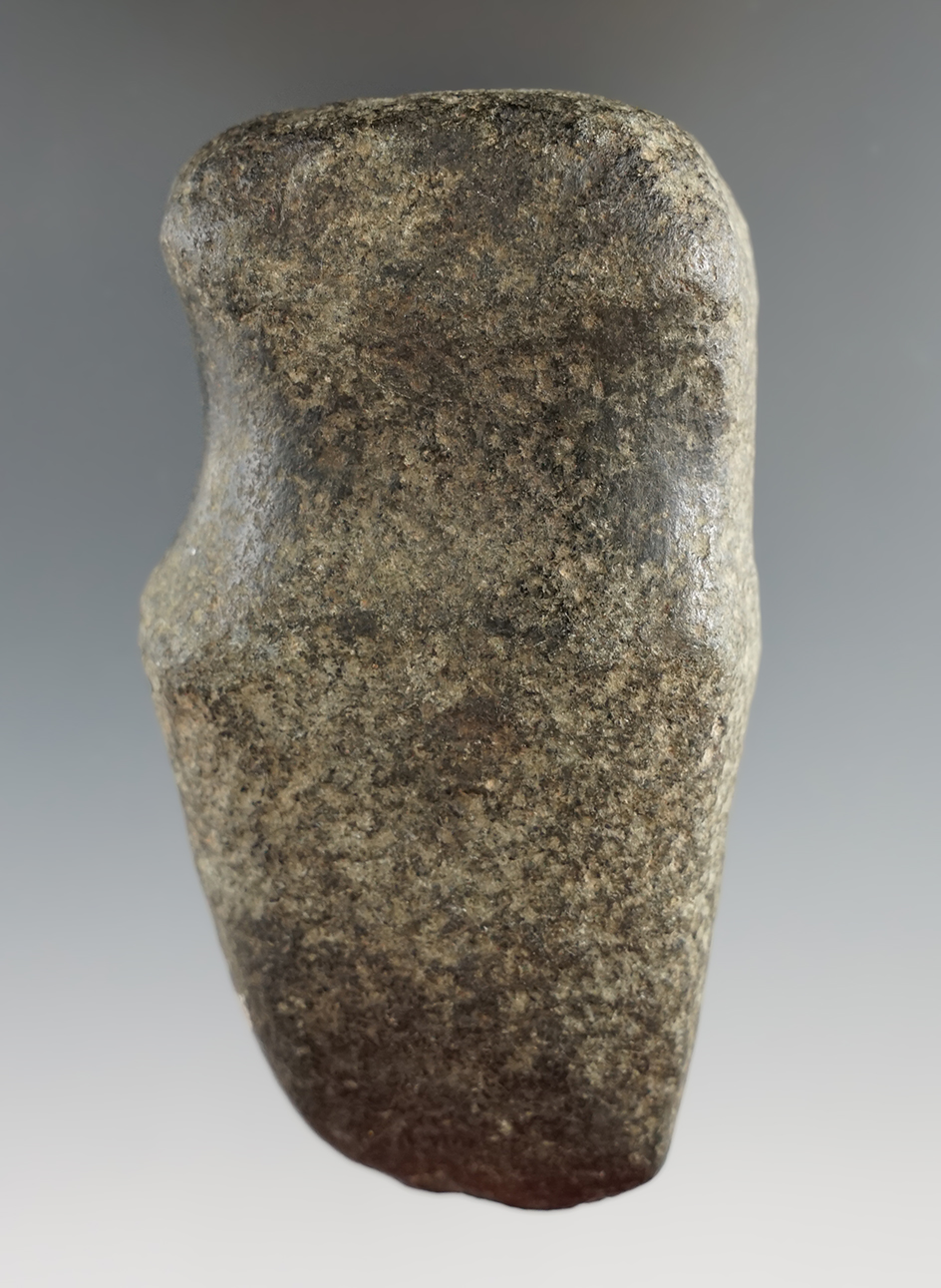 3 3/4" long 3/4 grooved nicely polished hardstone Axe found in Rush Co., Indiana.
