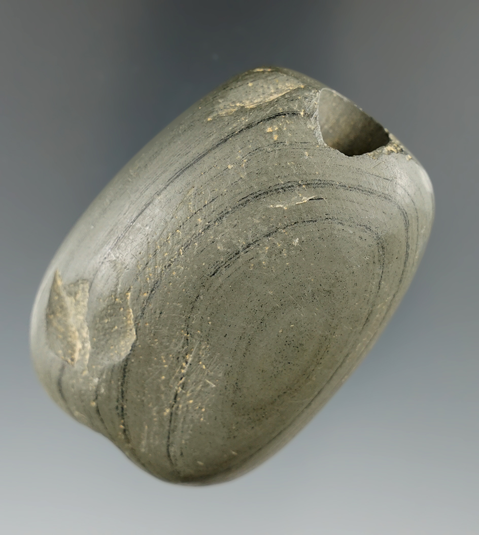 2 3/8" flattened Tube Bannerstone  found in Millcreek Township, Coshocton Co., Ohio