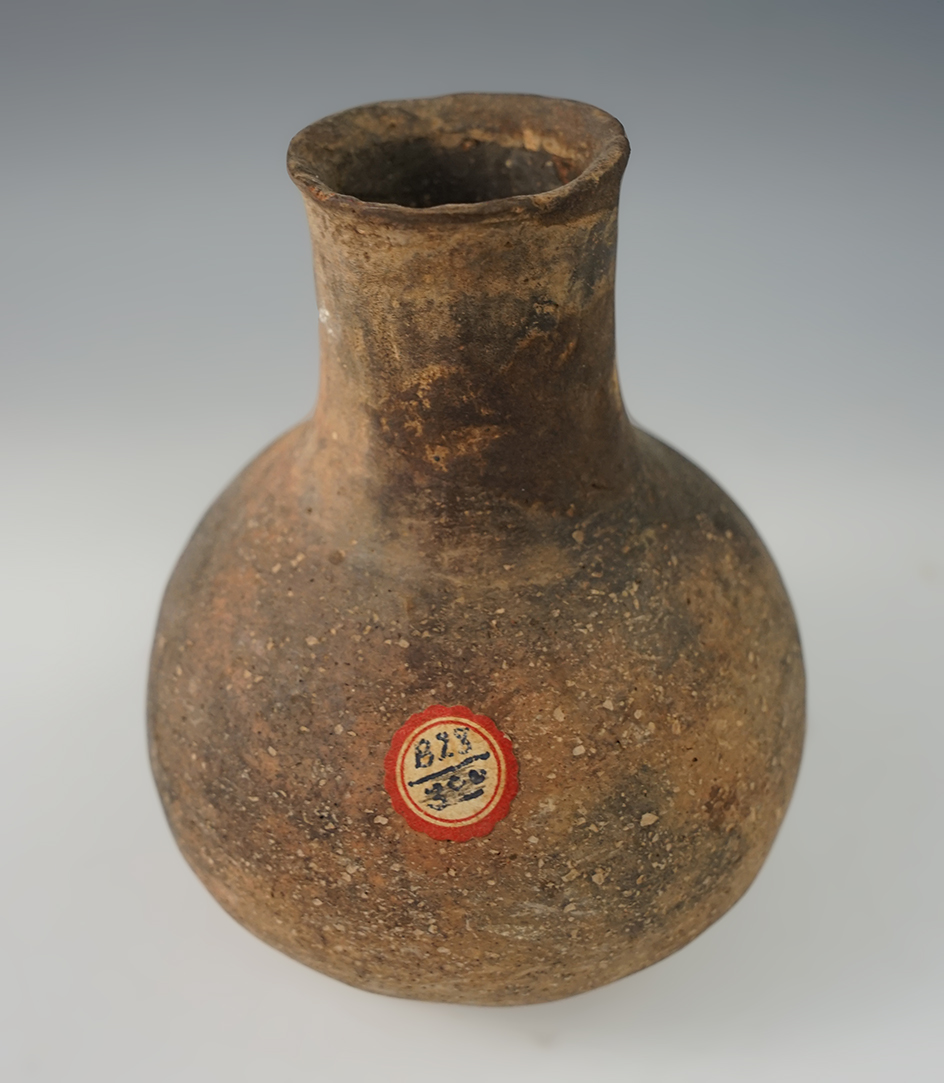 5" shell tempered clay pottery vessel - restoration to neck and rim. Mississippi Co., Arkansas.