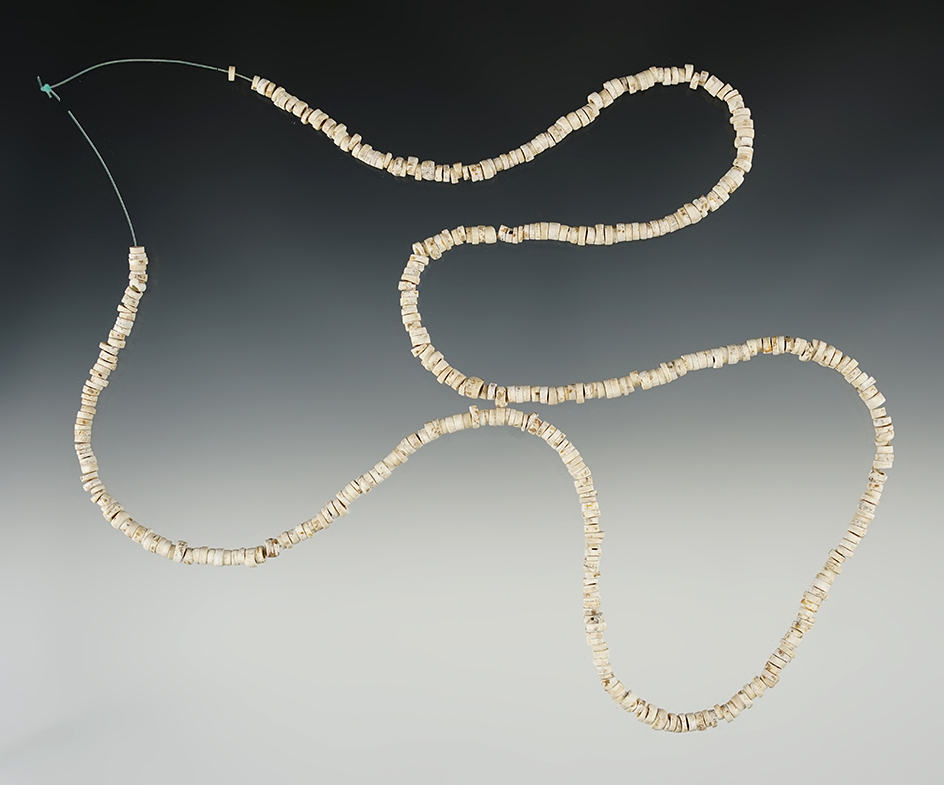 30" long stand of Drilled Shell Beads found in Tennessee.