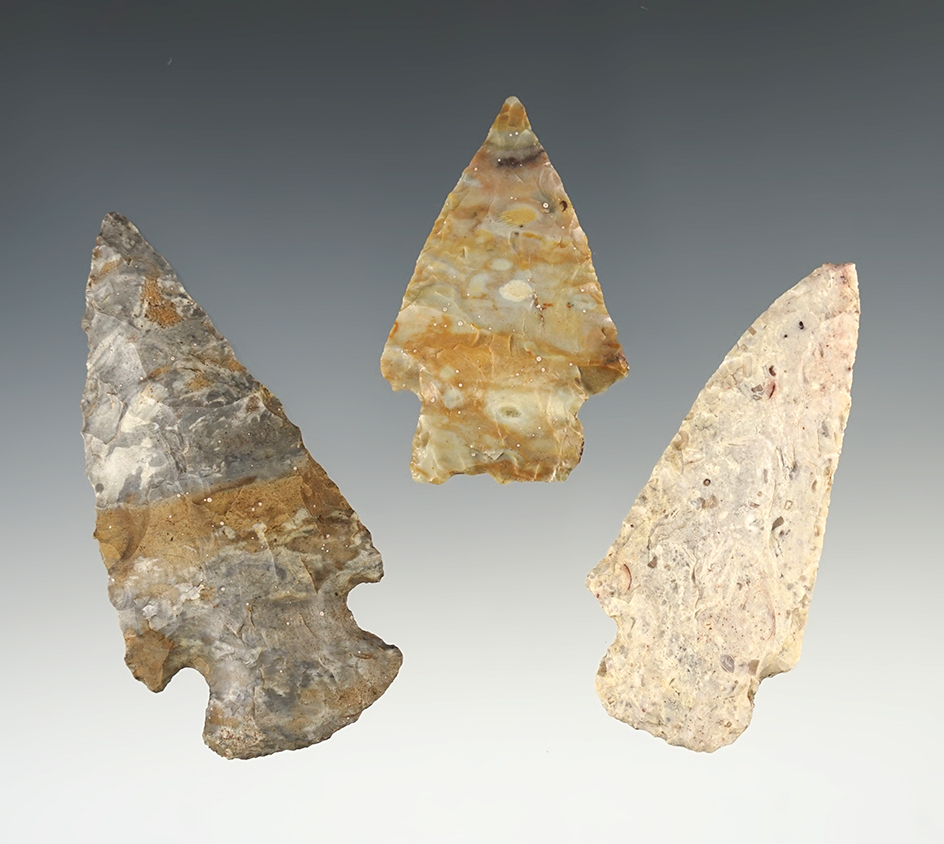 Set of 3 Missouri points in excellent condition.The largest is 2 3/4".