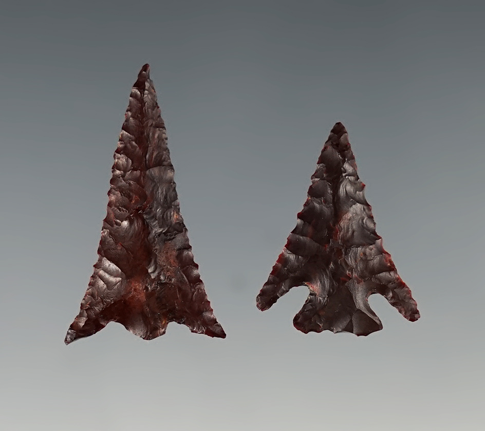 Pair of nice Columbia Plateau points found in Klickitat Co., Washington. The largest is 1 1/4".