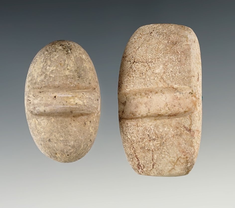 Nice! Pair of miniature Stone Arrow Shaft Smoothers found in New Mexico. Largest is 2 1/8".