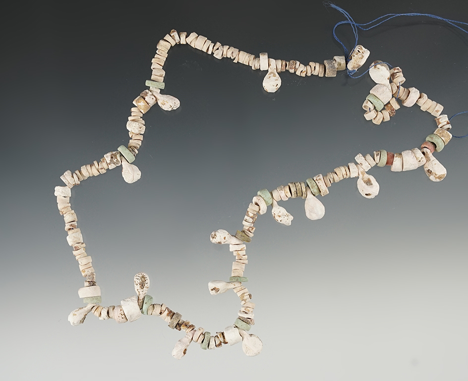 18" Stand of drilled Stone and Shell Beads found in New Mexico.