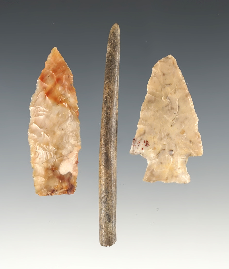 Set of 3 assorted artifacts found in Washington. The largest is 3 1/8".