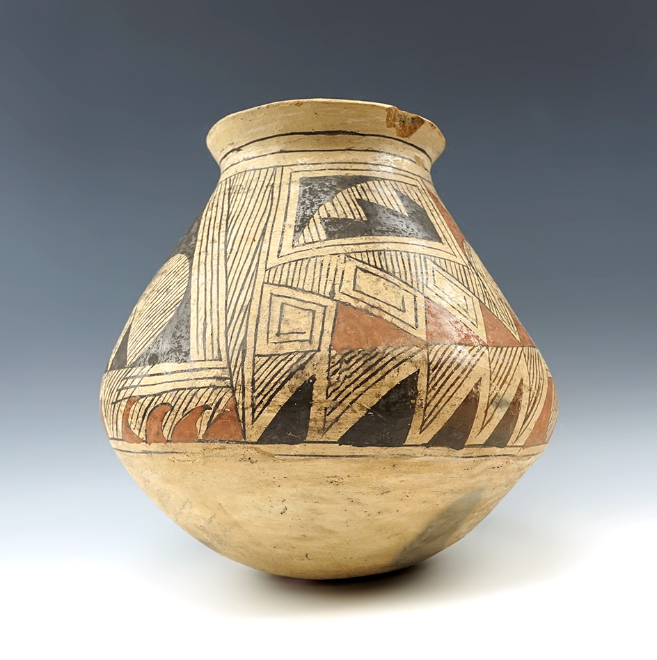 8 1/2" tall Casa Grandes Olla in solid condition. Recovered in New Mexico.